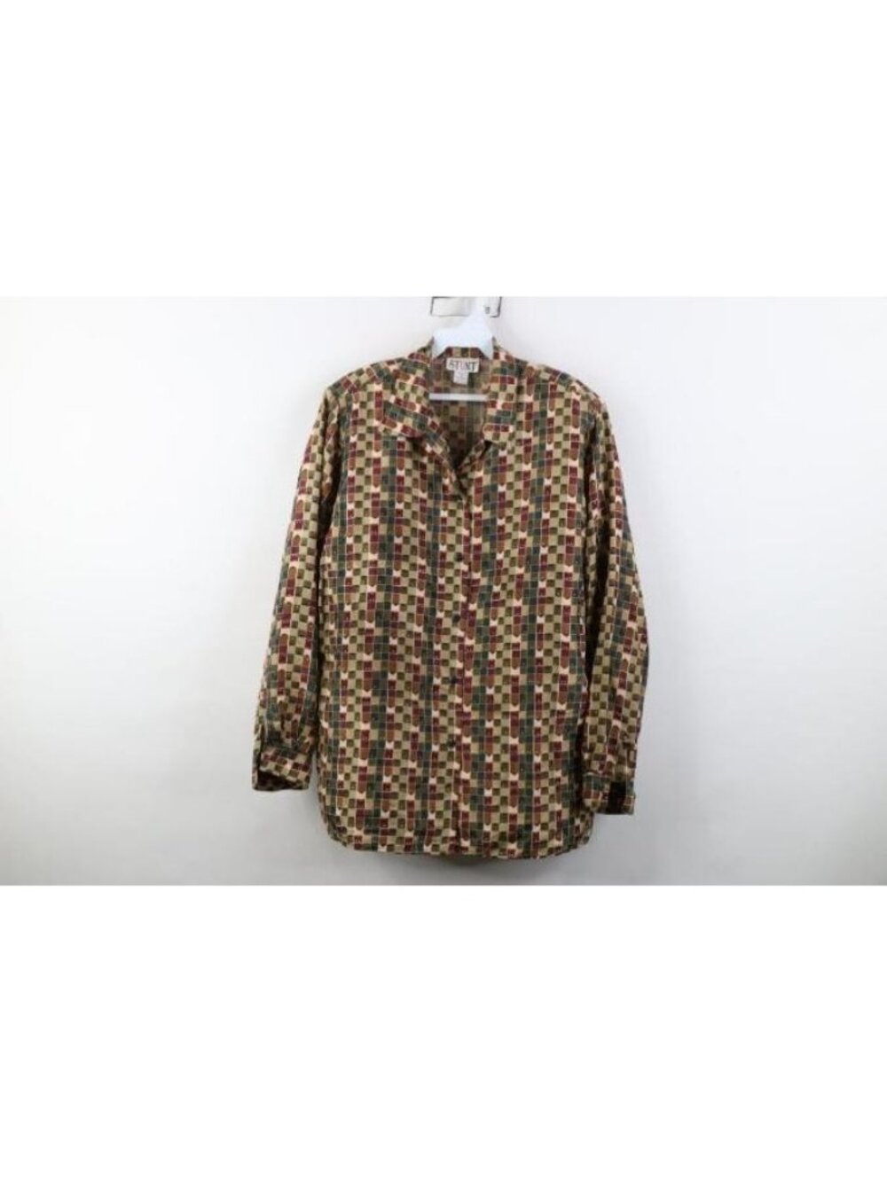 Vintage 90s Streetwear Womens Size Medium Checkered Silk Collared Button Shirt